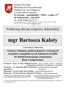 Publiczna obrona rozprawy doktorskiej- mgr Bartosza Kaloty