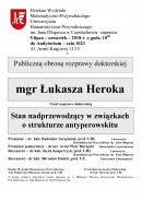 Publiczna obrona rozprawy doktorskiej- mgr Łukasz Herok