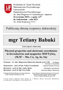 Publiczna obrona rozprawy doktorskiej- mgr Tetiana Babuka