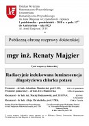 Publiczna obrona rozprawy doktorskiej- mgr inż. Renata Majgier