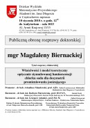 Publiczna obrona rozprawy doktorskiej - mgr Magdalena Biernacka